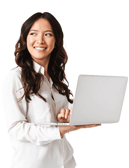 Smiling-woman-holding-laptop